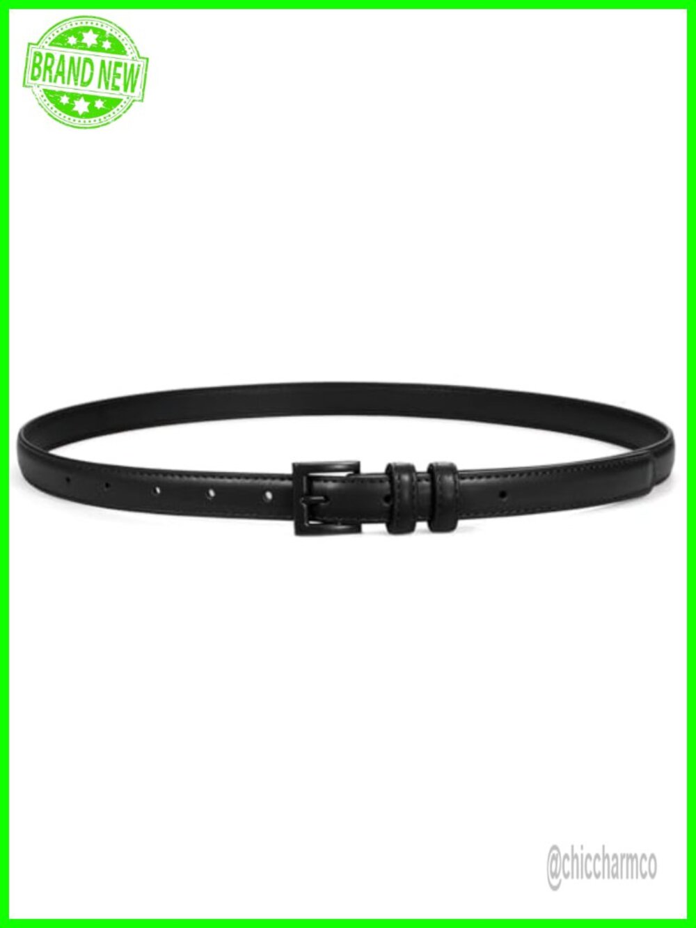 Skinny PU Leather Belt Square Buckle Thin Waist Belt